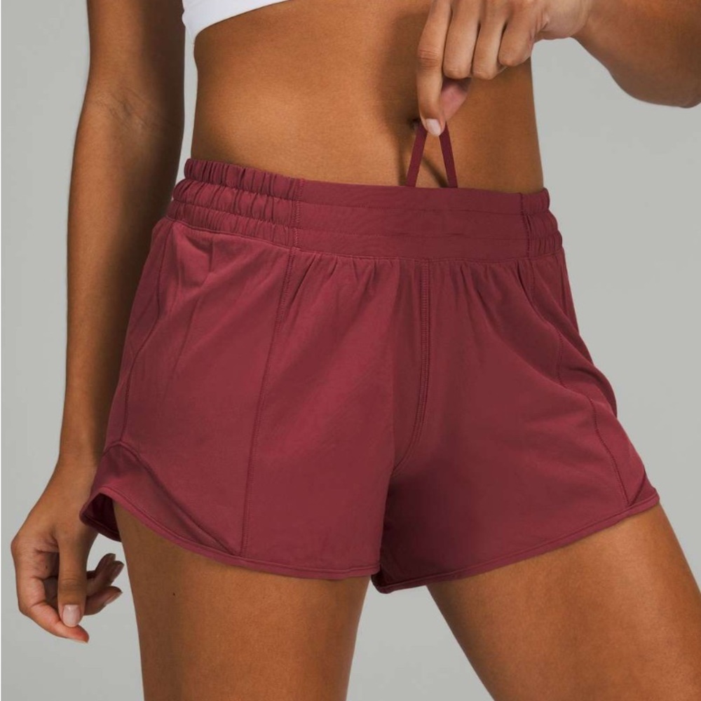 Lululemon Hotty Hot Low-Rise Lined Short 4”, Mulled Wine